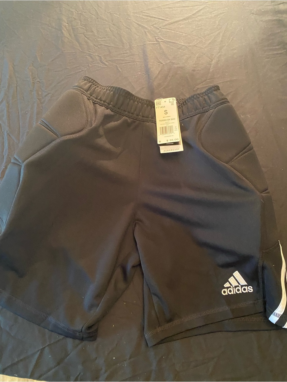 adidas Black soccer goalie goalkeeper Athletic Men's Shorts with White Logo